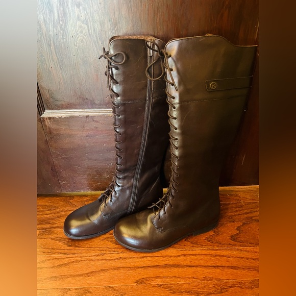 41N Birkenstock Longford Tall Lace-Up Riding Boots - Dark Brown - Picture 4 of 16
